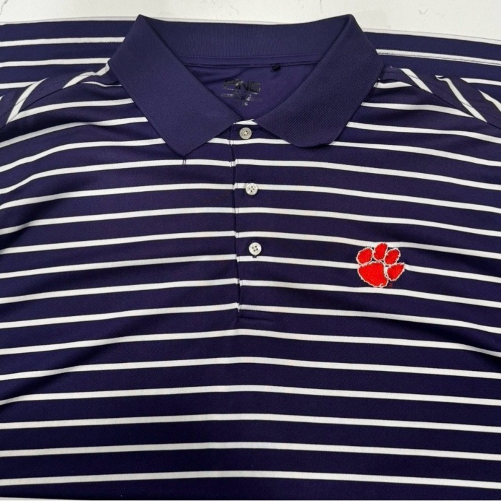Ping Clemson Men's Polo Shirt in Navy with White Stripes